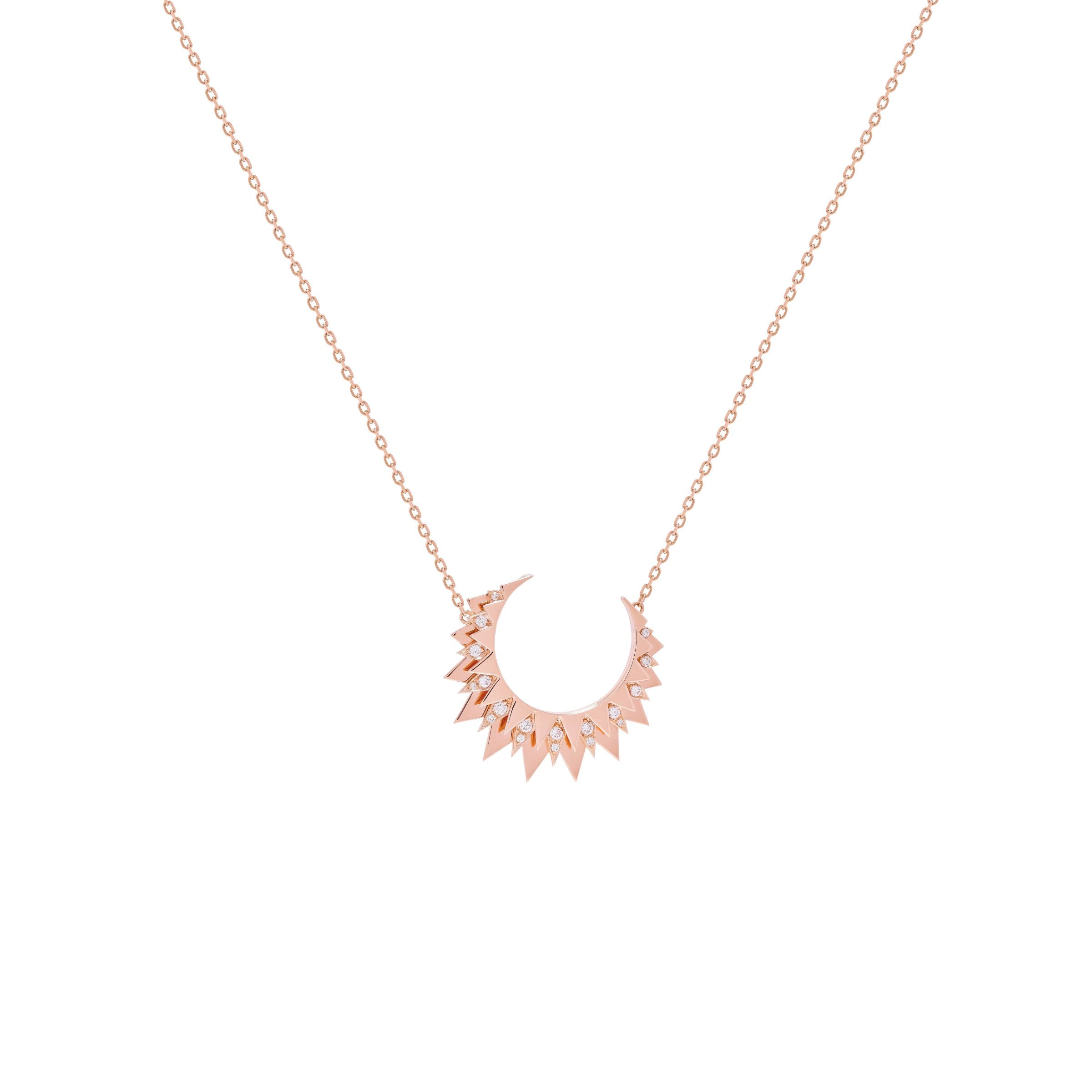 Moon Necklace-handcrafted high jewelry - gold and diamonds