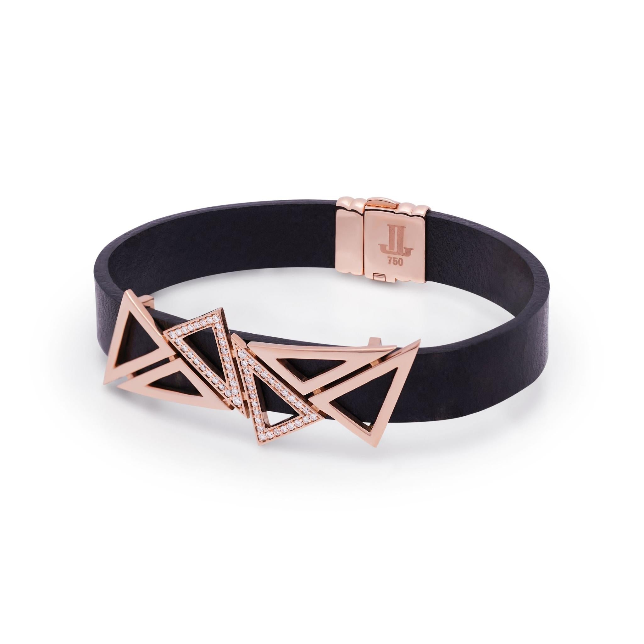 Handcrafted Trilliance Leather Bracelet-high jewelry in gold and diamonds