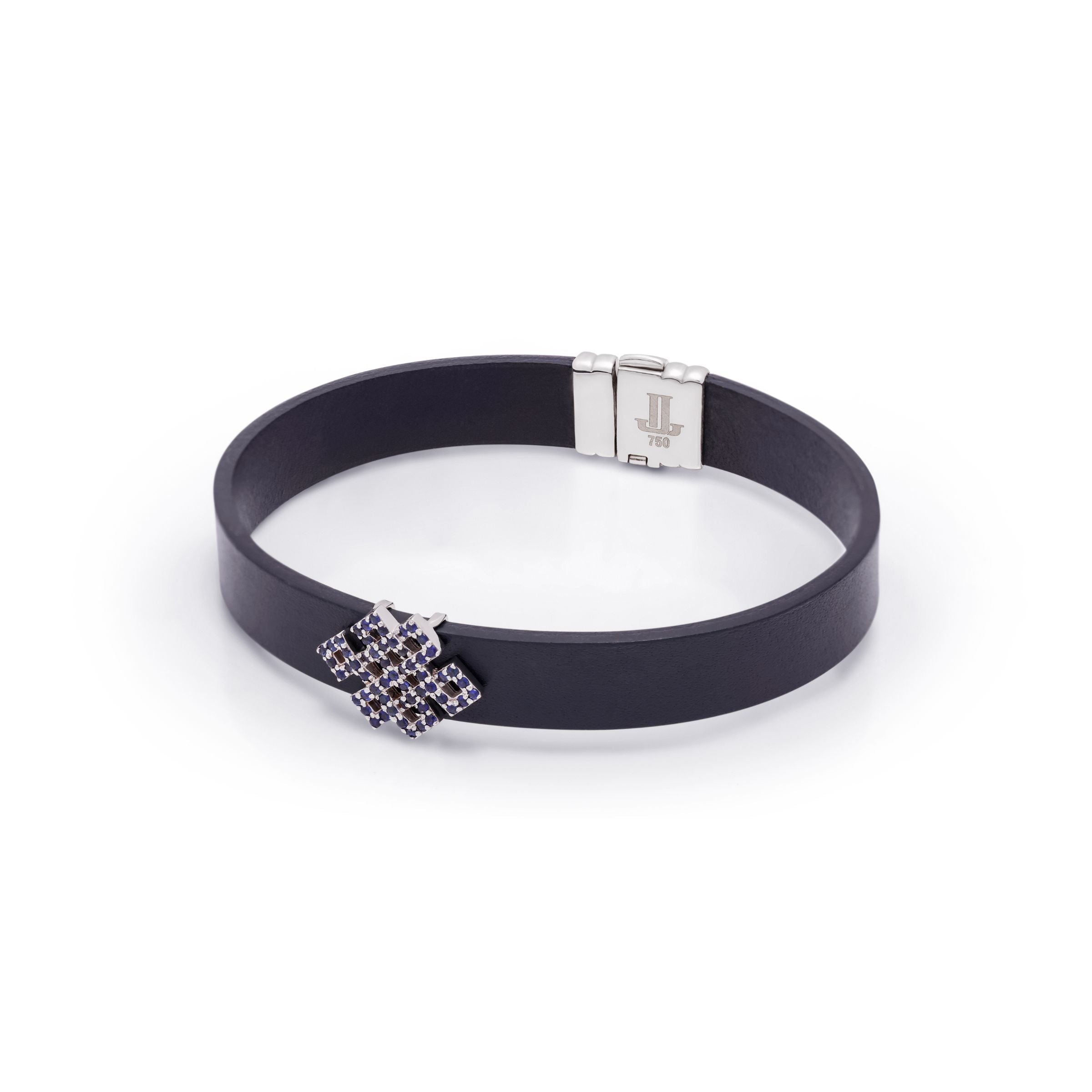 Power Knot Leather Bracelet for Men-handcrafted jewelry in gold and diamonds-Josette Leon