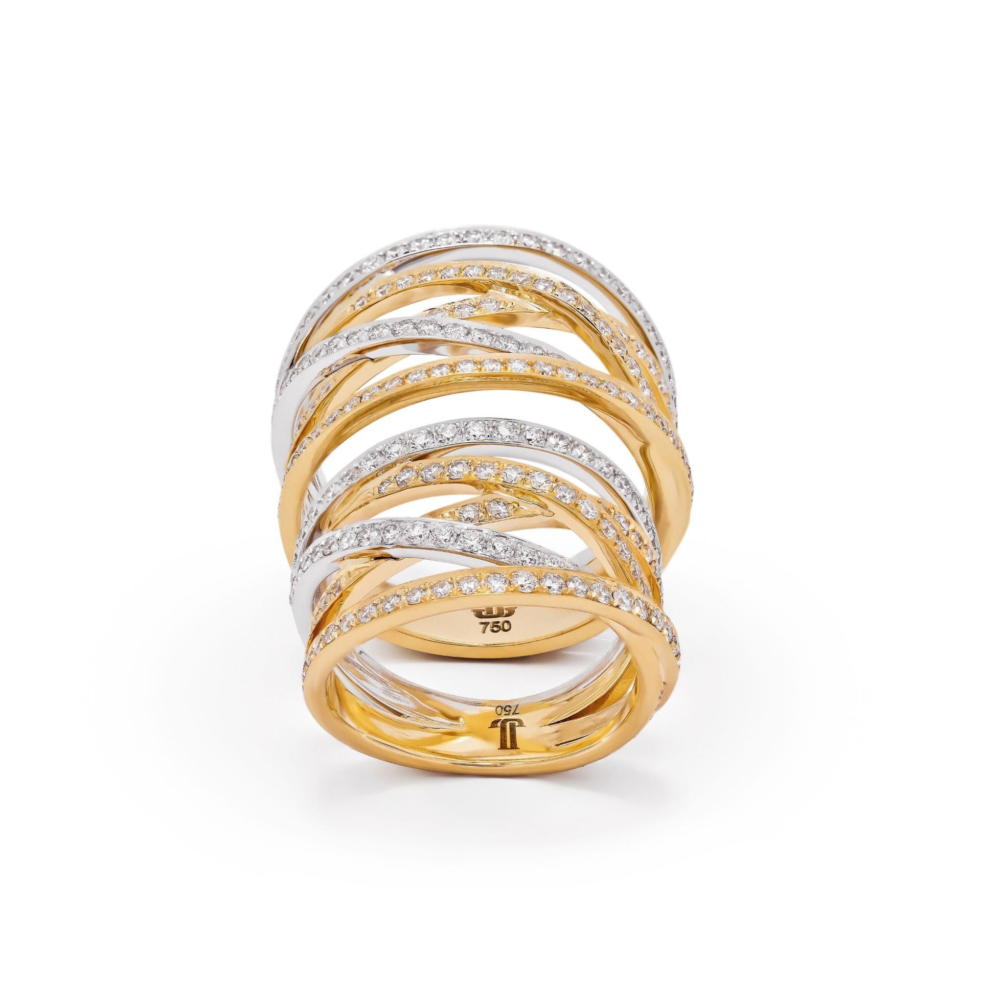 Aura Big Ring-high jewelry in white and yellow gold with diamonds