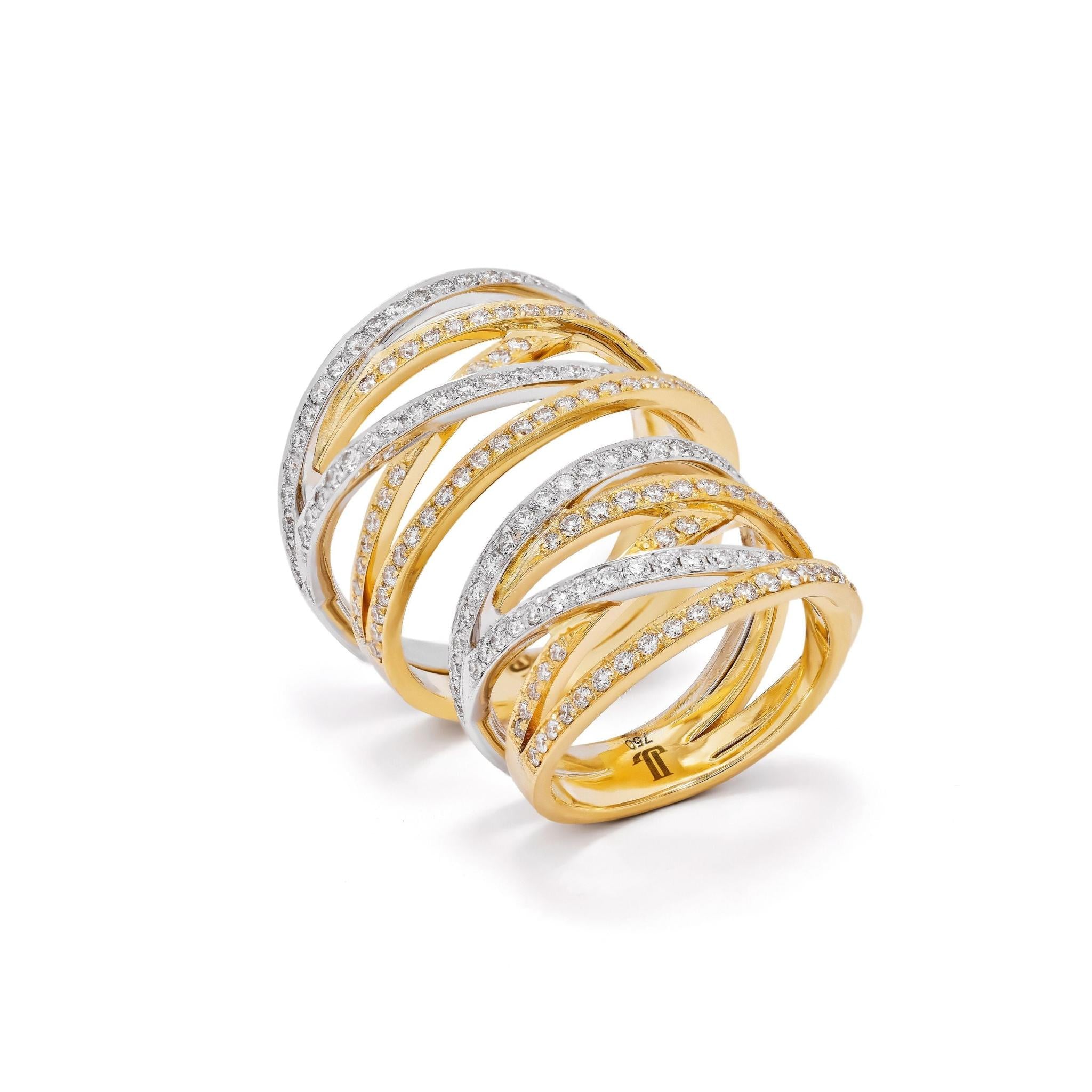 Aura Small Ring-high jewelry in white and yellow gold with diamonds