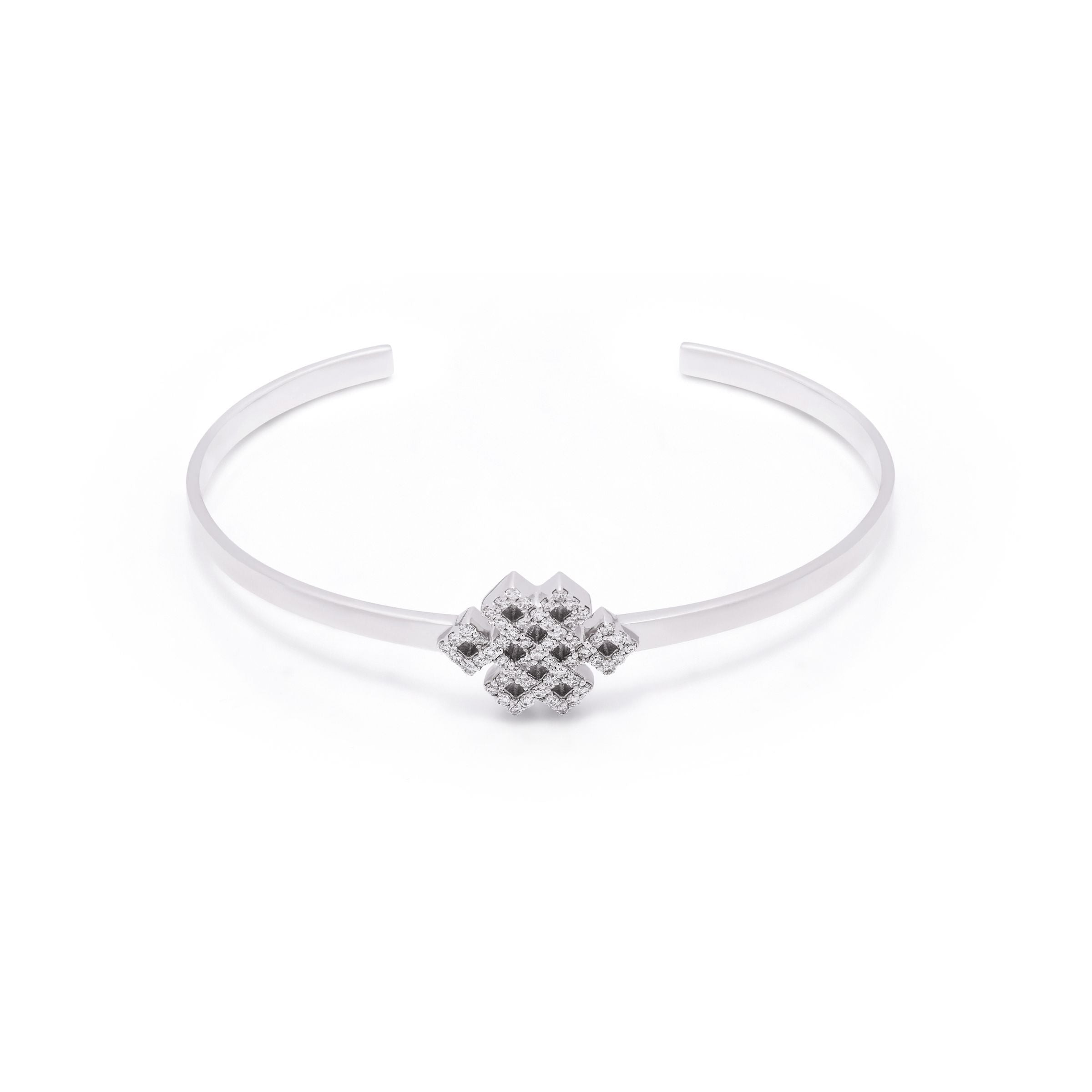 Power Knot Bangle in White Gold