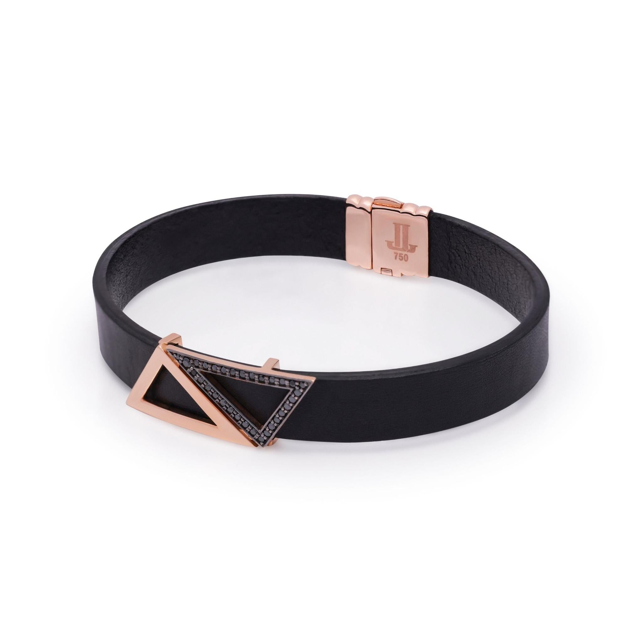 Handcrafted Trilliance Leather Bracelet for Men-high jewelry in gold and diamonds