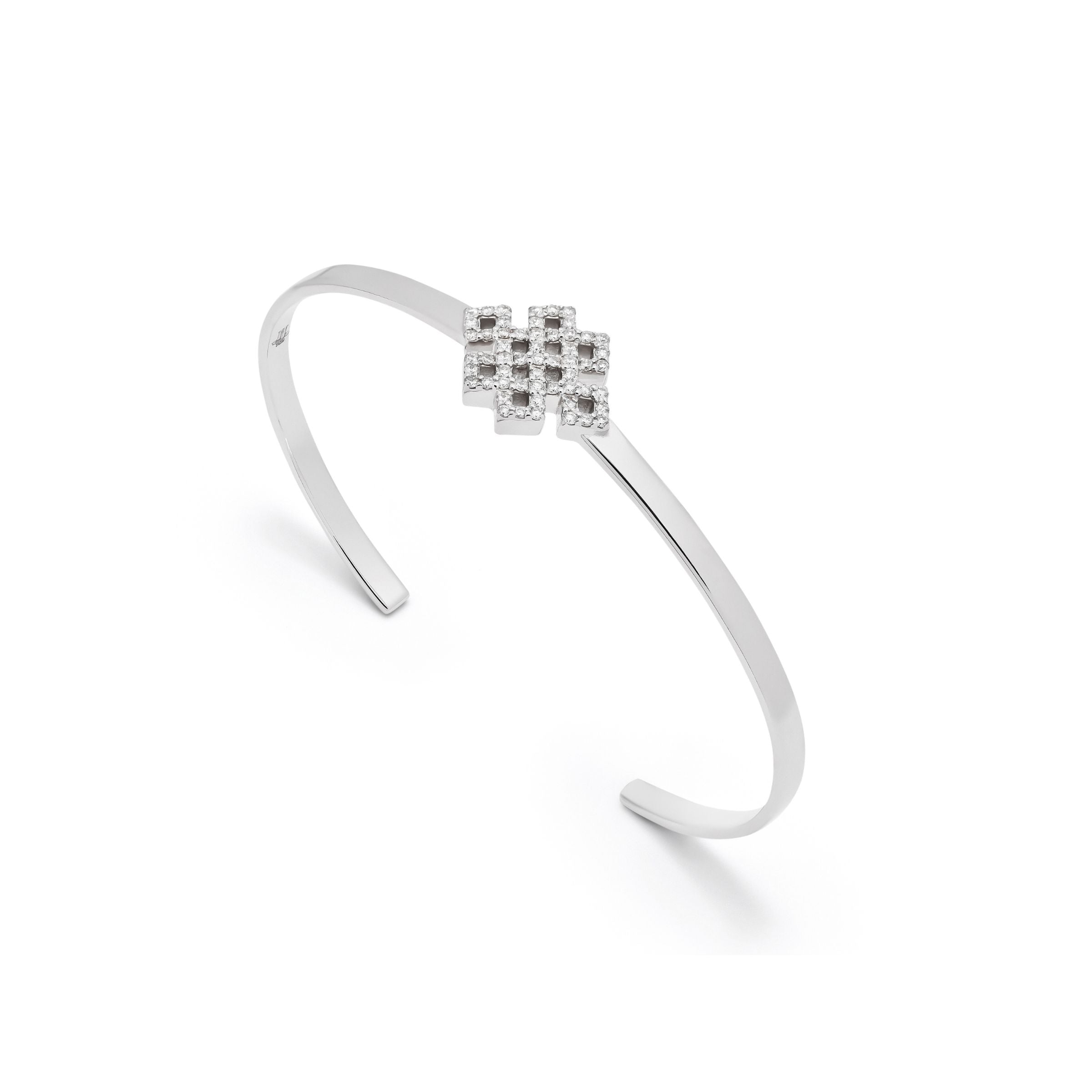 Power Knot Bangle in White Gold