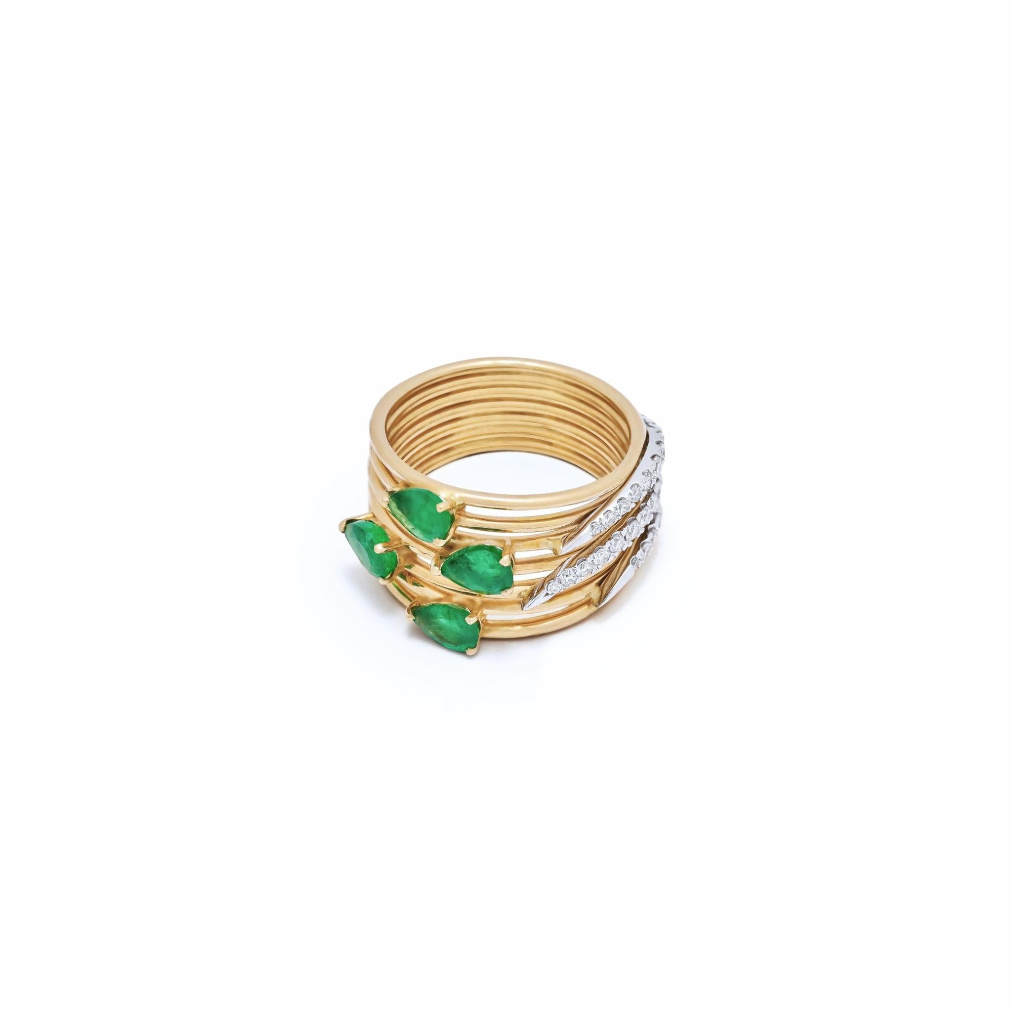 Peacock Ring- Gold, Diamonds and Emeralds